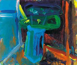 Rože v modri vazi (75x90) akril